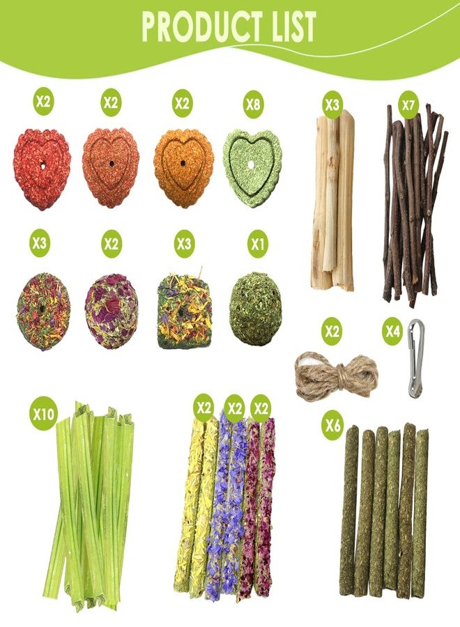 Tyotrbs 60pcs DIY Rabbit Toys for Bunnies Boredom,Rabbit Toy for Bunnies Boredom Bunny Toys for Teeth, Timothy Stick, Apple Sticks, Sweet Bamboo, for Guinea Pig, Hamster, Chinchilla, Rat, Small Animals - Image 4